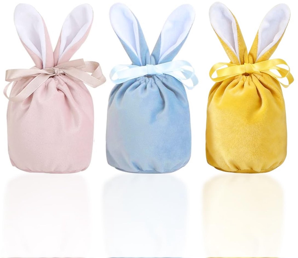 SolidKeus - Set van 3 Fluwelen Paaszakjes in Verschillende Kleuren
