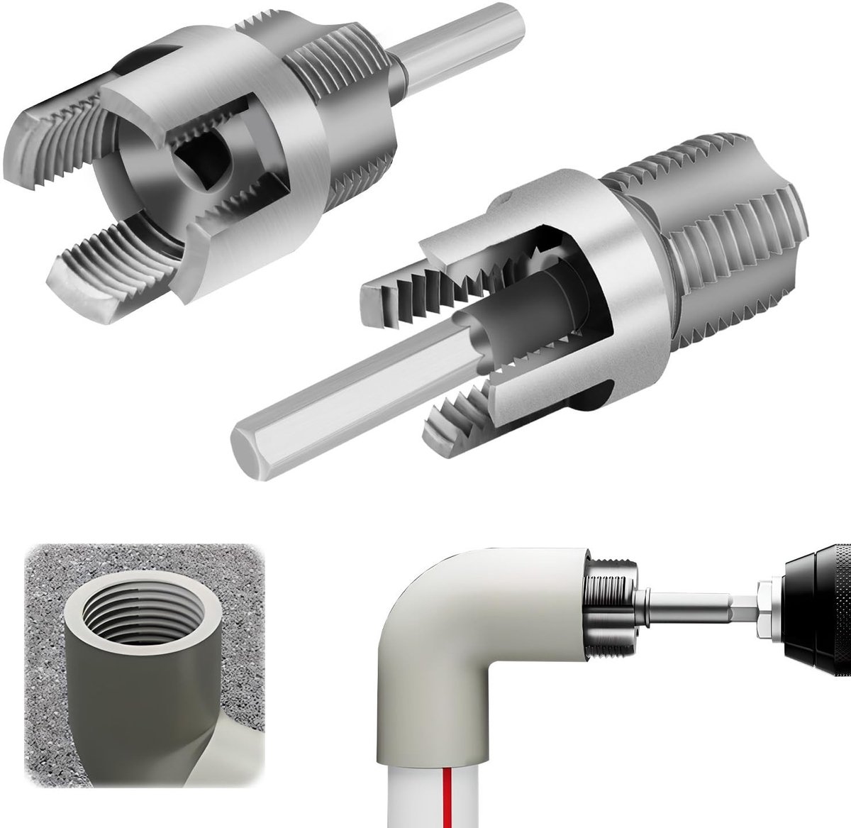 SolidKeus - 2 Stuks PVC Pijp Draadgereedschap voor 1/2'' en 3/4''