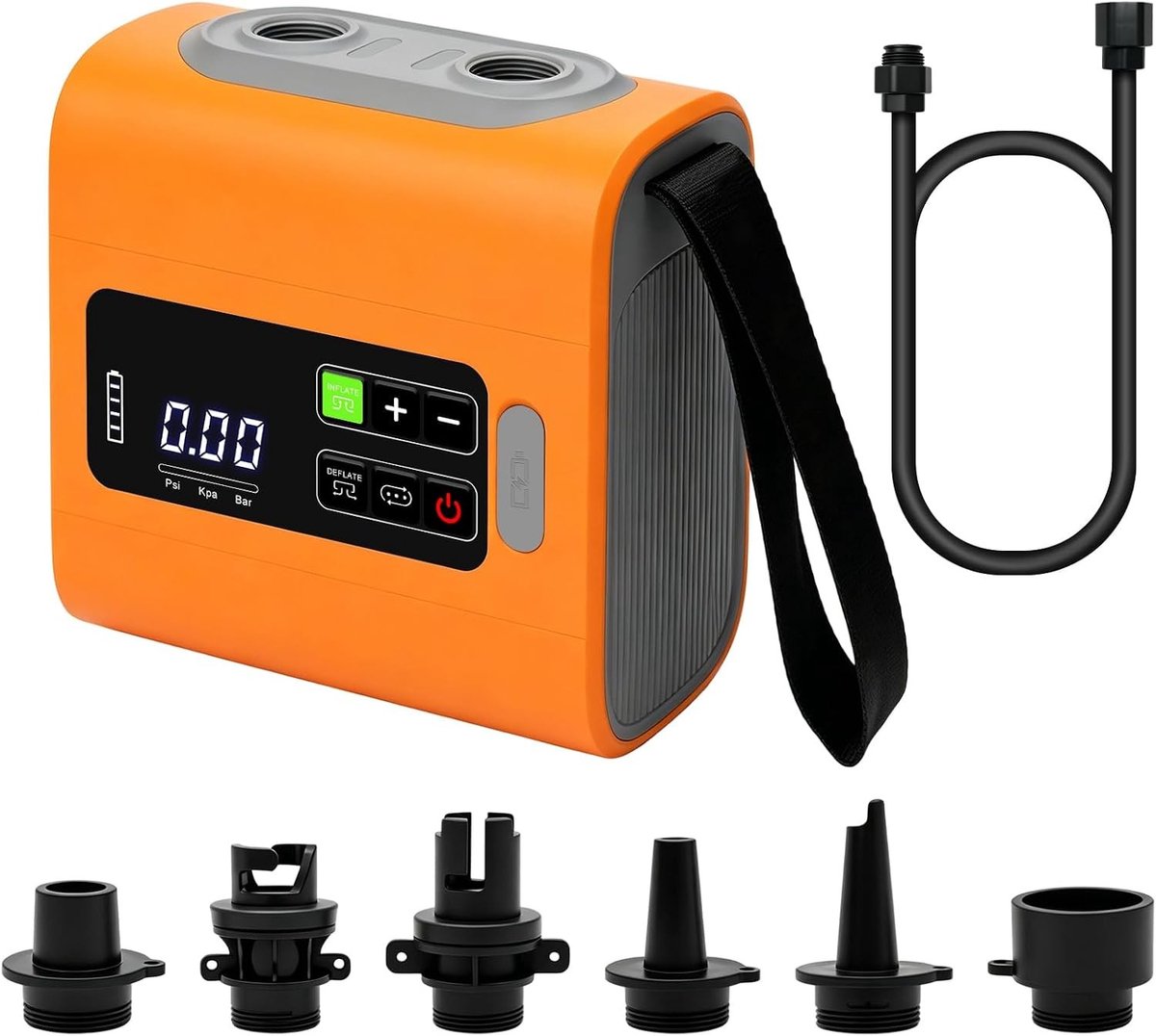 Elektrische Luchtpomp - Oranje - - Hoge Druk tot 22 PSI met Automatische Uitschakeling - Voor SUP-boards en Kajaks