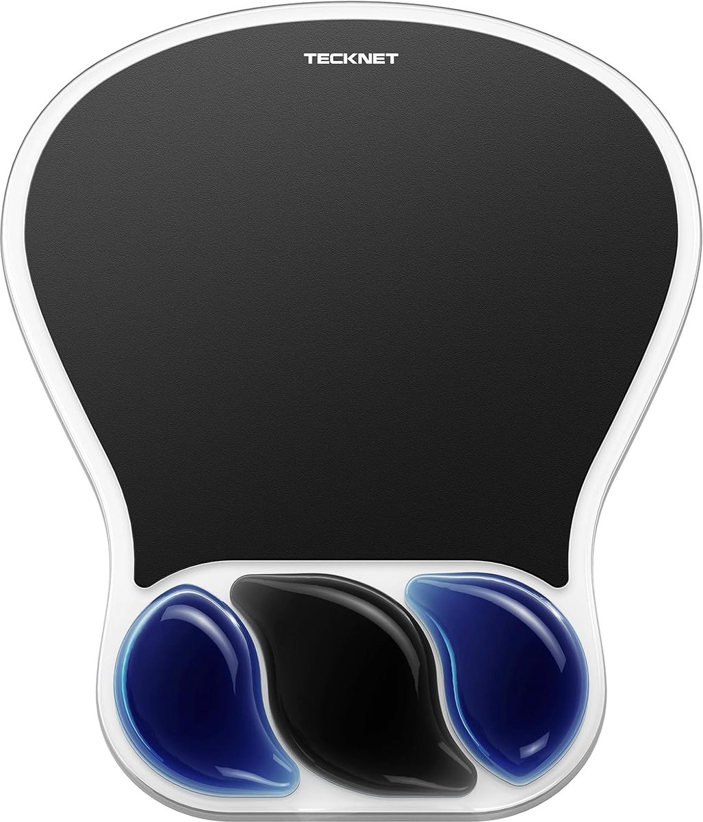 Ergonomische muismat - polssteun - gel - geventileerd - S - zwart - blauw - PVC-oppervlak - PU-basis - waterdicht - antislip - ergonomisch design - voor kantoor - studie - spel