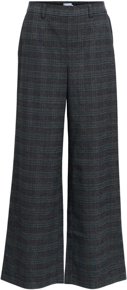 Object Objlisa Wide Pant Aop Noos Broeken Dames - Donkergrijs - Maat 34