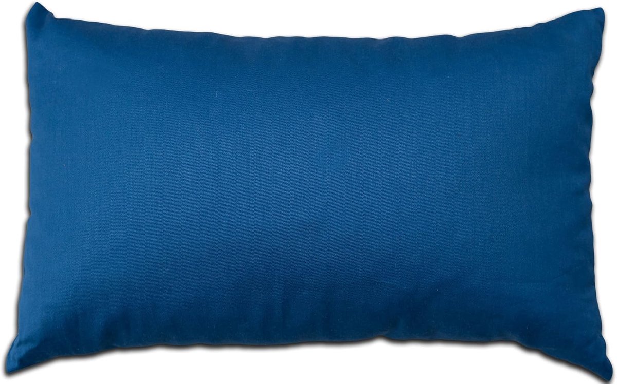 30x20cm bio-tijk + bio-overtrek donkerblauw | arvenhouten kussen