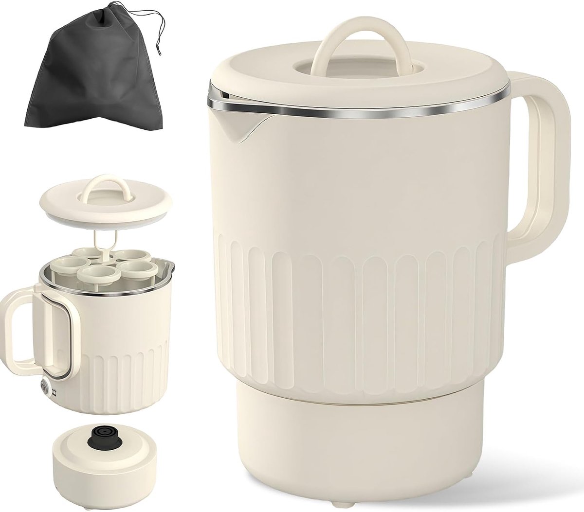 1L Opvouwbare waterkoker: dubbelwandig design roestvrijstalen elektrische waterkoker, draagbare camping waterkoker, outdoor reis waterkoker voor zakenreizen, reizen