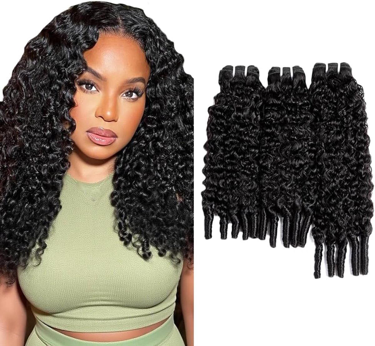Human Hair Extension Burmese Curly Water Wave menselijk haar Bundles Brazilian Virgin Hair 1B Natural Black Minimal detachment For Women 3 Bundles Total 300g 14 16 18 Inch