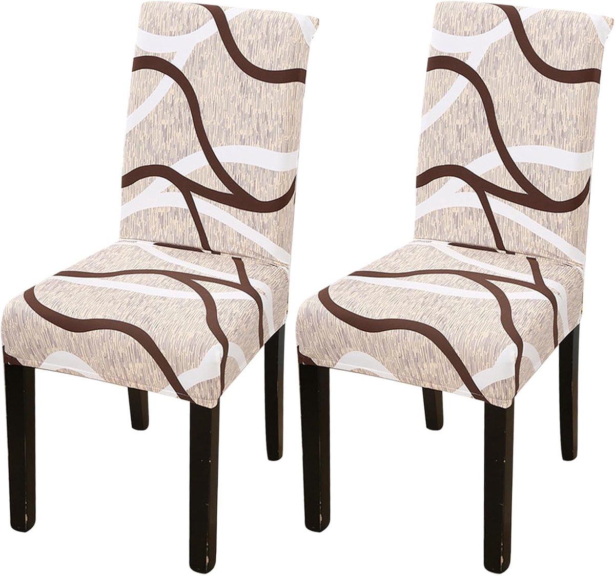 Set van 2, stretch, stoelhoezen voor eetkamerstoelen, stretch, afneembaar, wasbaar, voor eetkamer, keuken, restaurant en hotel
