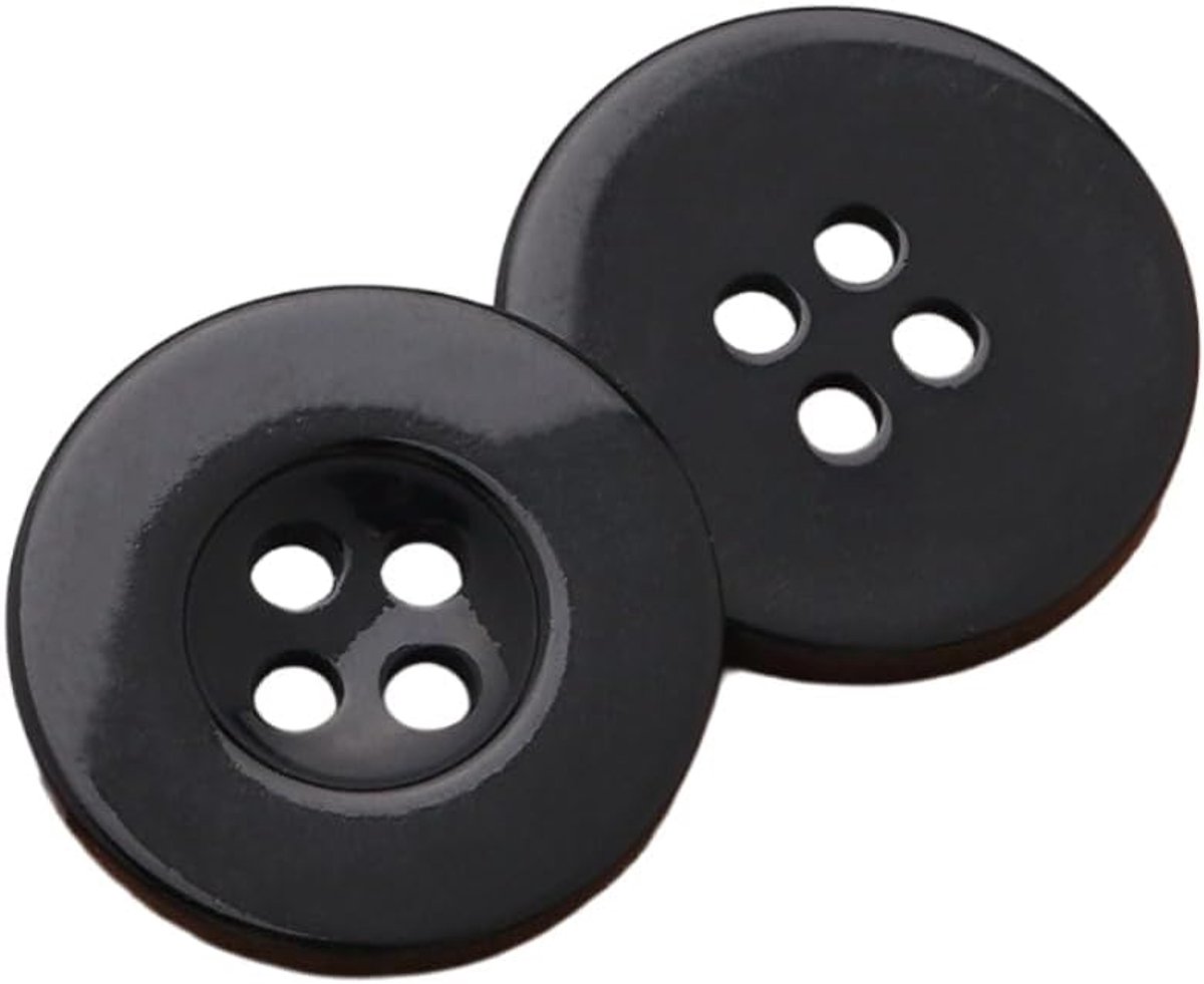 Knopen Ronde Knopen Harsknopen 4 Gat Knopen Naaiknopen Shirt Knopen Mantelknopen Sierknopen voor Jurken Naaien DIY Ambachten Scrapbooking Decoreren, Zwart, 15mm