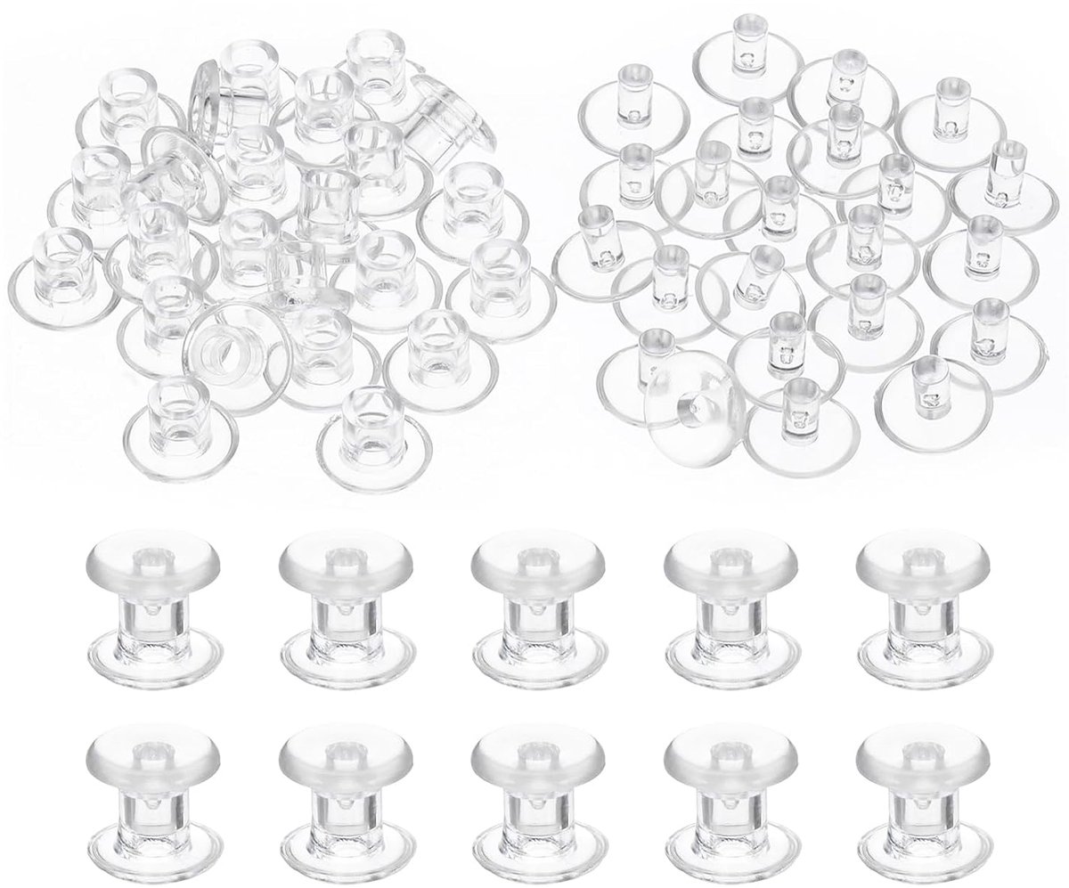 M5 x 5 mm kunststof bindpalen, 24 sets kunststof Chicago schroeven bindingsschroef klinknagels drukknop voor leer scrapbook fotoalbums, transparant
