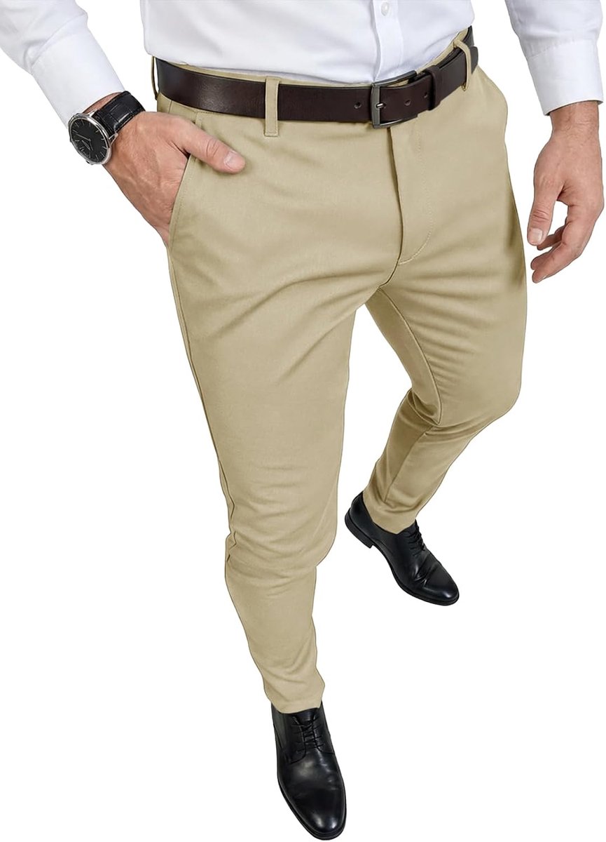 Chinobroek voor heren, slim fit, stretchbroek, prestatiebroek, moderne werkbroek, zakelijke vrijetijdsbroek
