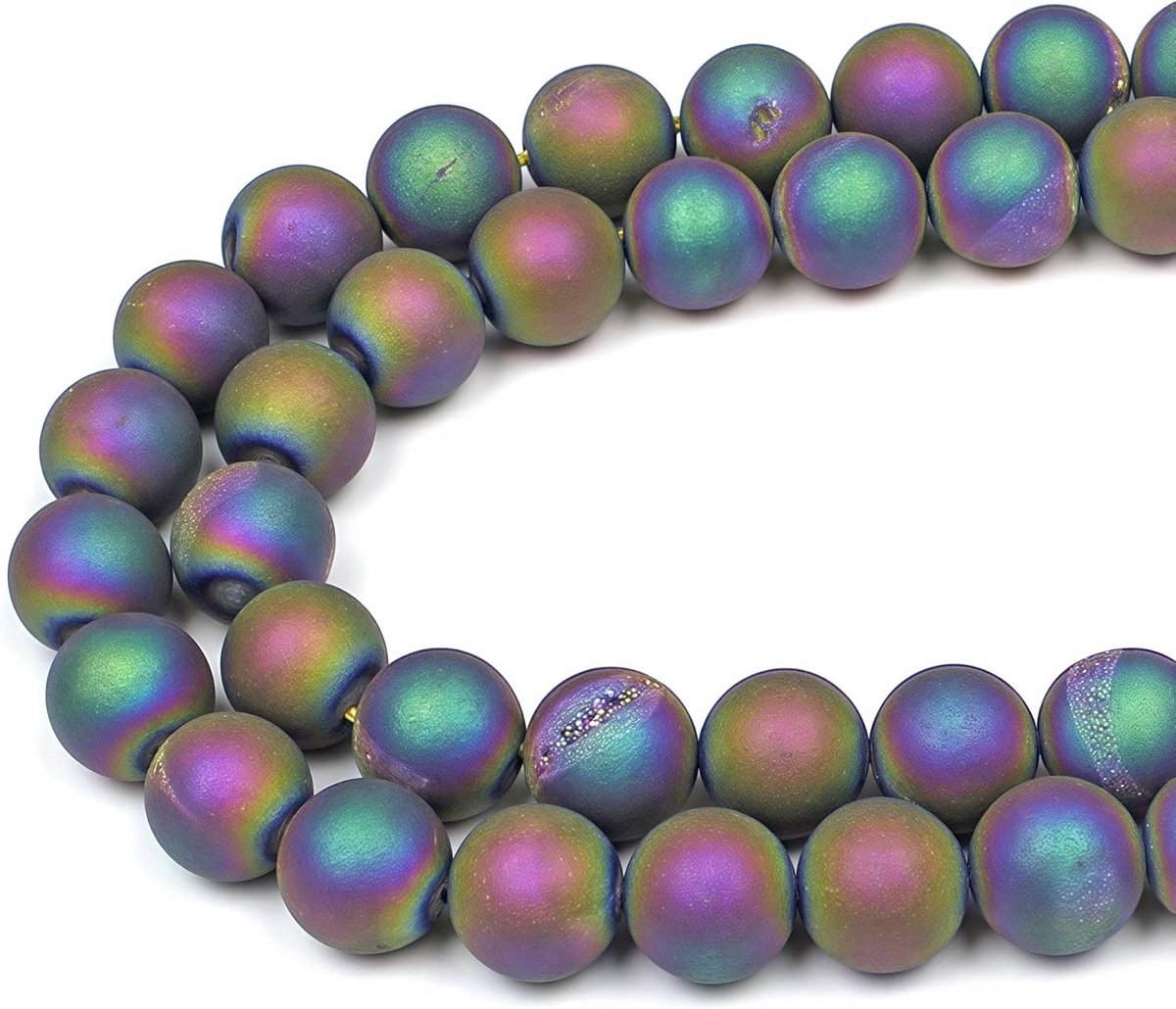 Kralen Veelkleurig Géode Agaat Ronde Losse Natuurlijke Halfedelsteen Kralen Voor het Maken van Sieraden Armbanden Kettingen