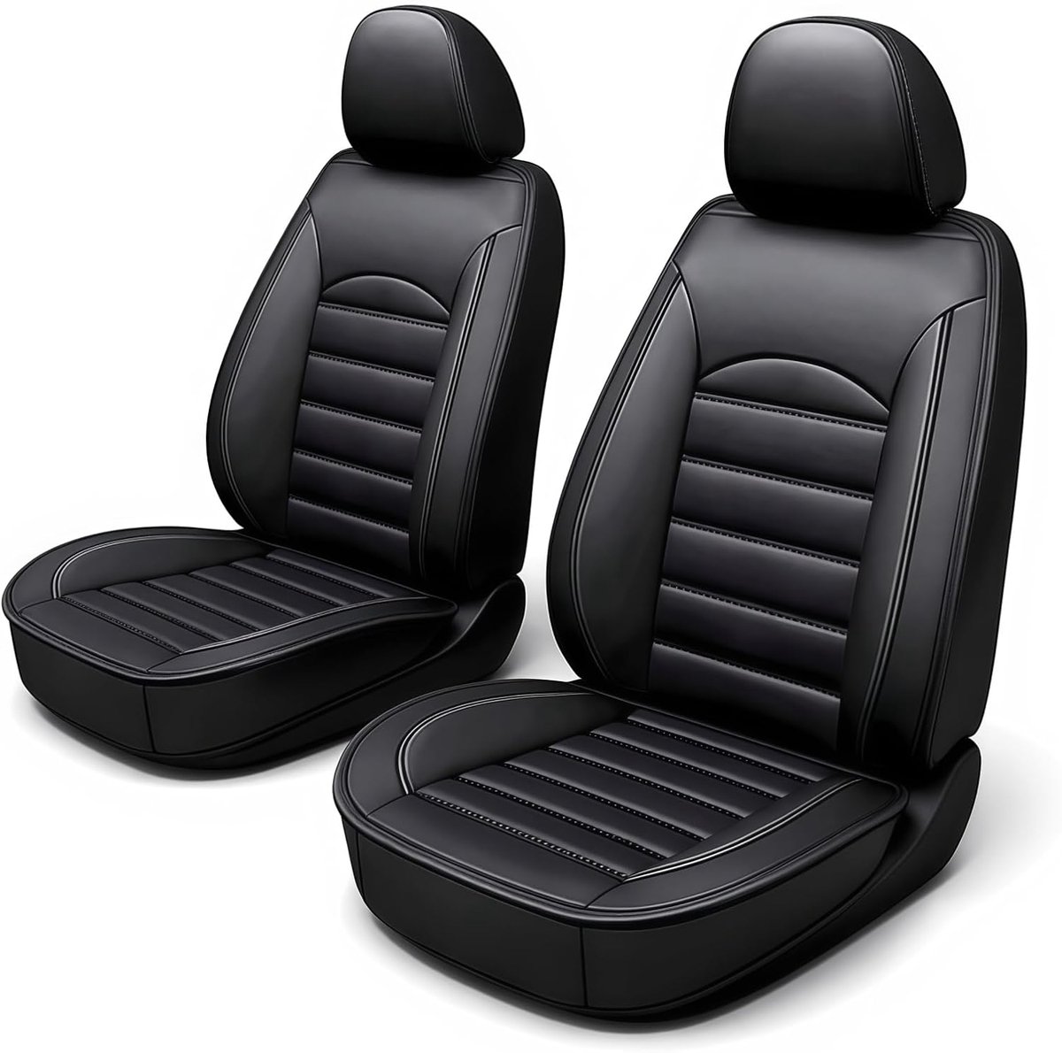 Set van 2 autostoelhoezen, kunstleer, autostoelhoezen, voor VW Amarok, Beetle, Bora, CC, Caddy, EOS Fox Golf Plus, SV, Jetta, Passat, Polo, Sharan, T-Cross T-Roc, Taigo, Tiguan, Allspace, Touran