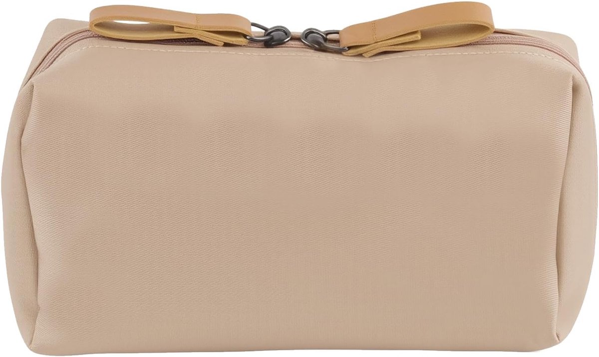 Draagbare make-uptas voor dames - kleine multifunctionele opbergtas - make-uptas voor dames - mini-tas - slaapkamer en badkamer - handtas met veel vakken - voor onderweg en thuis - grijs-roze - normaal