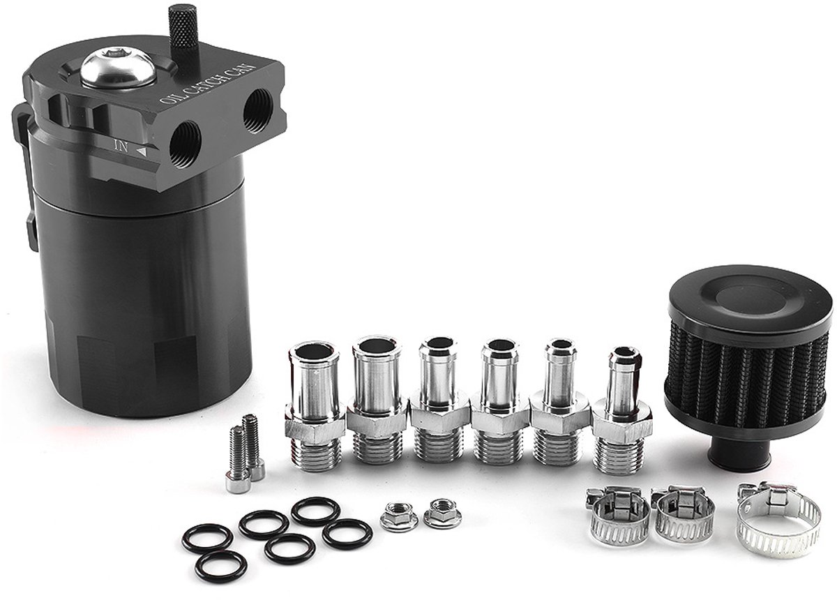 COVREO Olieafscheider tank 300 ml zwart, aluminium legering, universeel