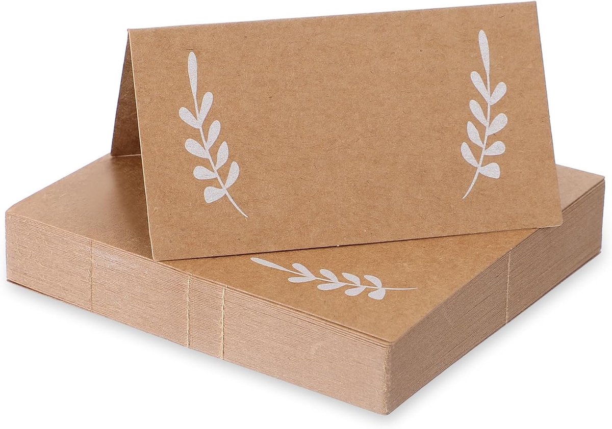 50 stuks tafelkaarten voor bruiloft, 10 x 9 cm, plaatskaarten, naamkaarten, kraftpapier, blanco, kraftpapier, voor verjaardag, vormsel, bruiloft, feest