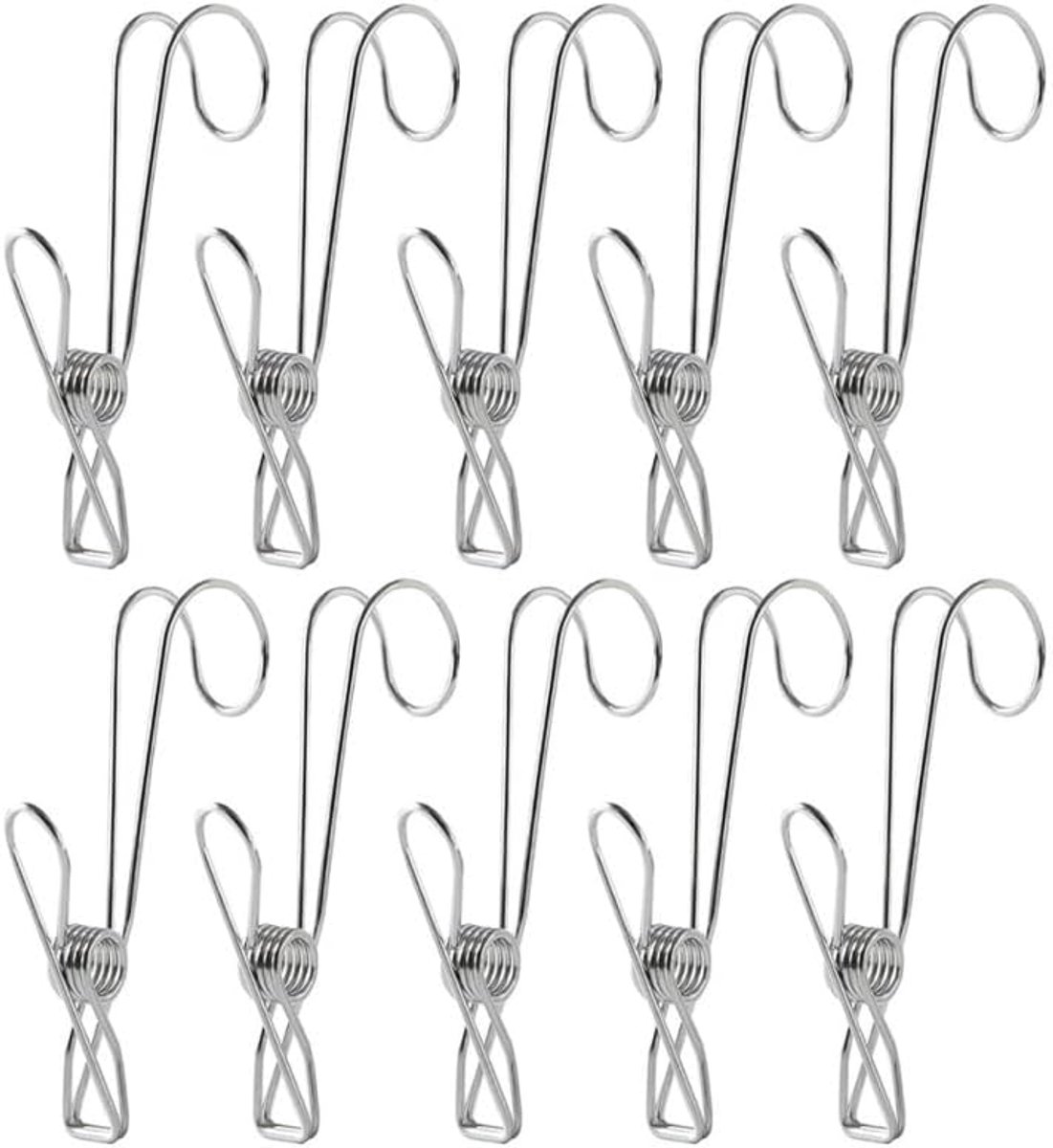 Wasknijpers met haken van roestvrij staal, metalen wasknijpers met hanger voor kleding, foto's, gordijnen, badkamer, keuken en tuin