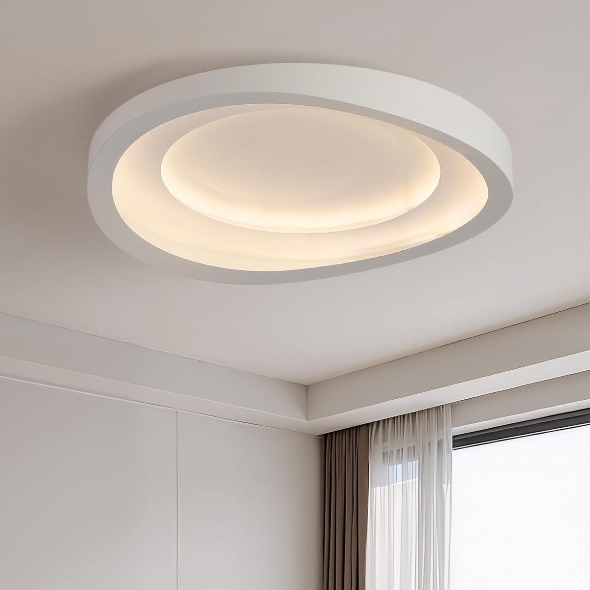 Plafondlamp, dimbaar, 3000 K-6500 K, plafondlamp voor slaapkamer, minimalistische creatieve vorm, lamp plafondlamp voor woonkamer, slaapkamer, keuken, hal (D 40 cm)