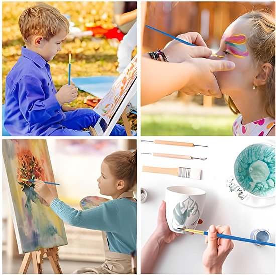40 stuks hoogwaardige verfkwasten voor kindermake-up, lichaamskunst, acryl, gezicht, stenen en canvas — afbeelding 4