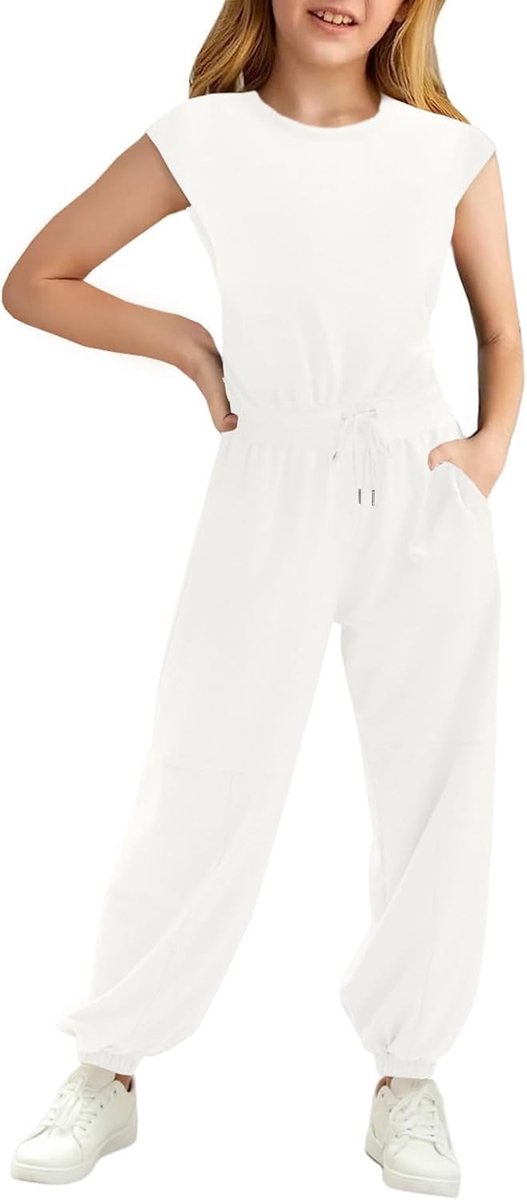 Jumpsuits voor meisjes, modieus, lange broek, meisjes, zomer, korte mouwen, overall, casual, sport, jumpsuit