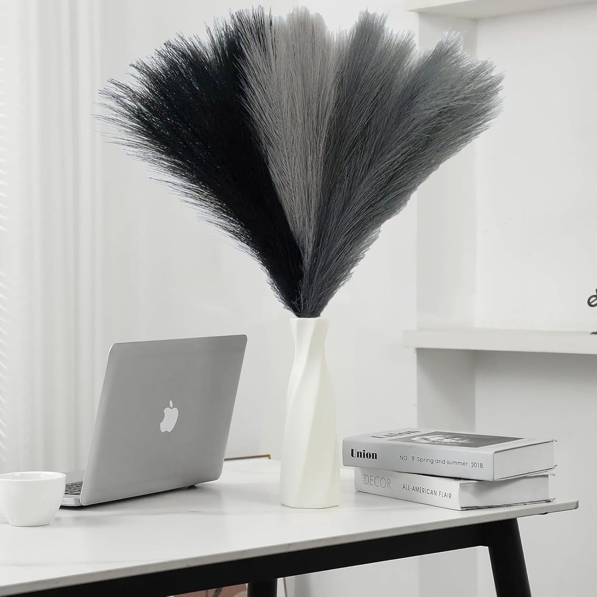 30 stuks 55 cm, pampasgras, kunstbloemen, pampasgras, decoratie, woonkamer, gedroogde bloemen, wollig, boho voor het decoreren van slaapkamer, woonkamer, bruiloft (driekleurig C)