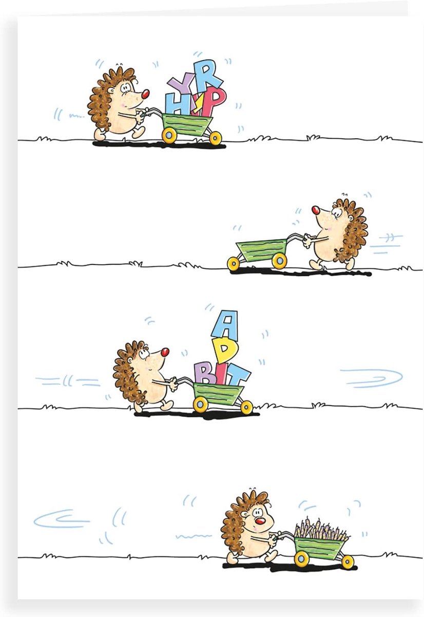 Publishing Humor grappige verjaardagskaart Egel letters - 7 x 5 inch, wit