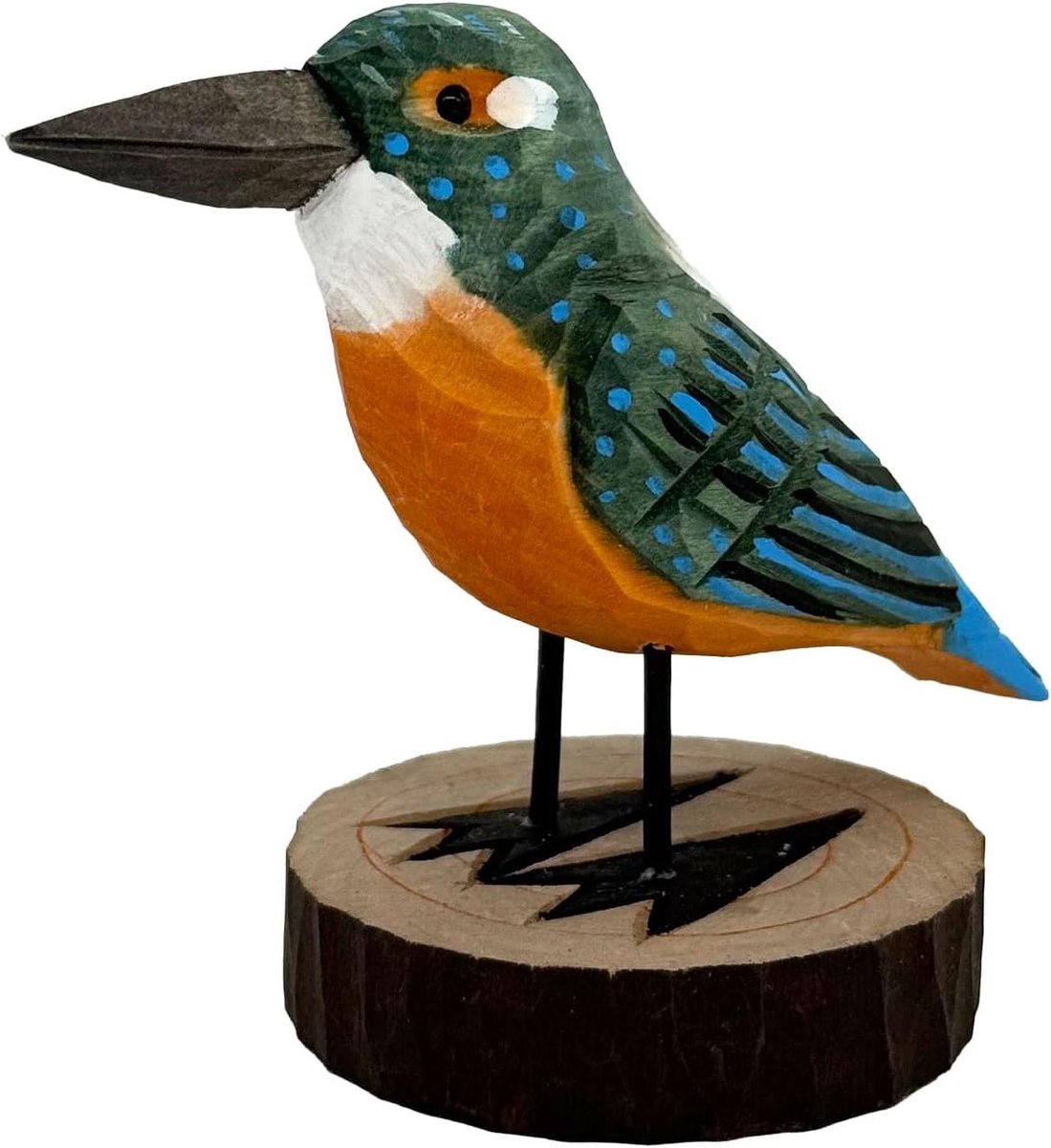 Houten vogel ijsvogel handgemaakt van lindehout in cadeauverpakking 12 x 10cm