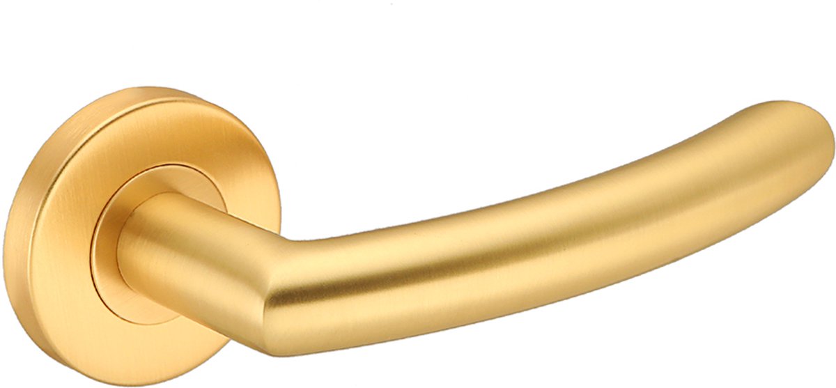Deurkruk (2x) Luca rond 20mm haaks op rozet mat goud PVD gecoat | Ronde deurklinken