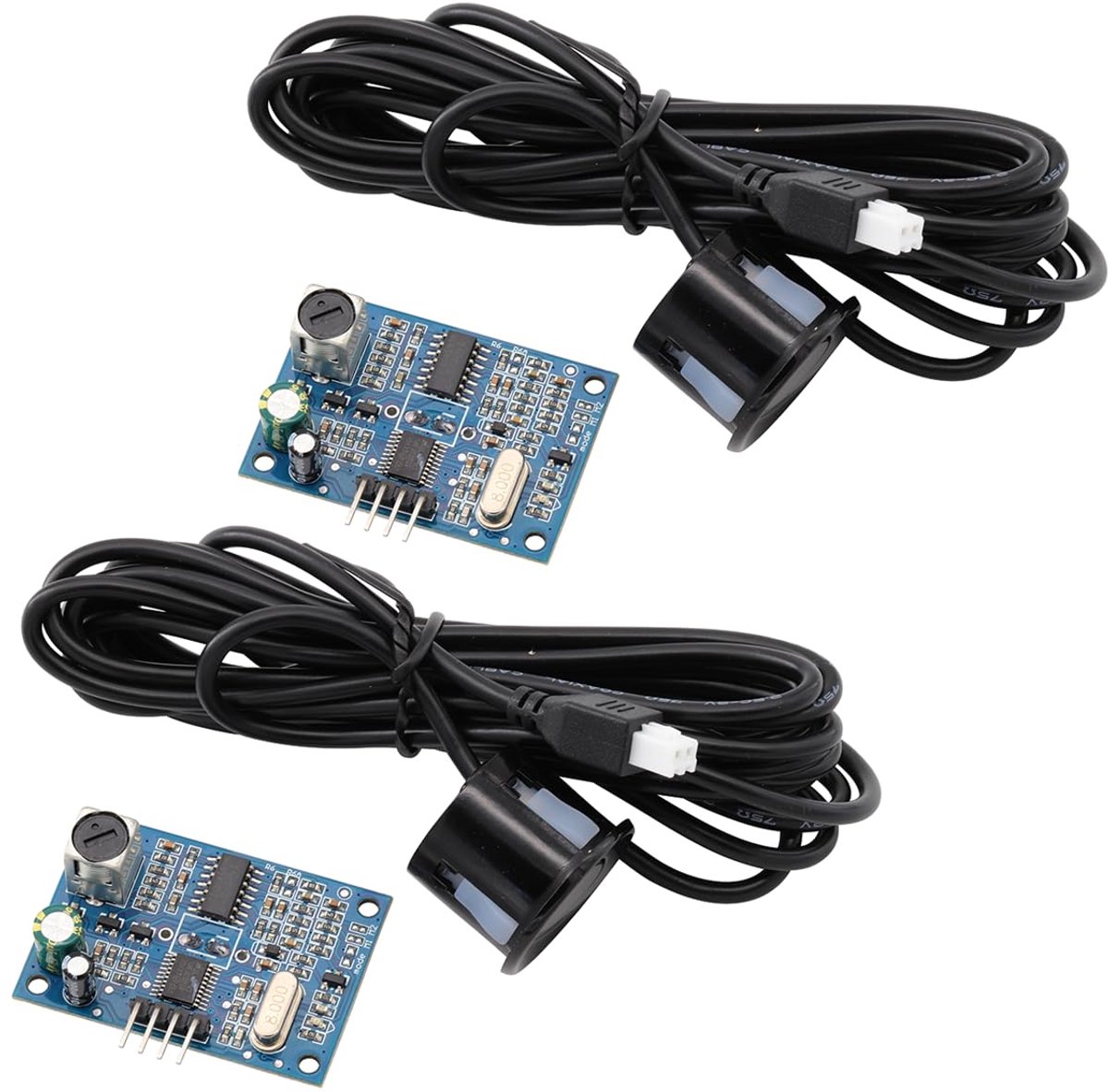 Ultrasone sensor, 5 V, ultrasone afstandsmeetmodule, afstandsmetingssensor, waterdichte sensor, doorstroommodule met kabel (2 stuks)
