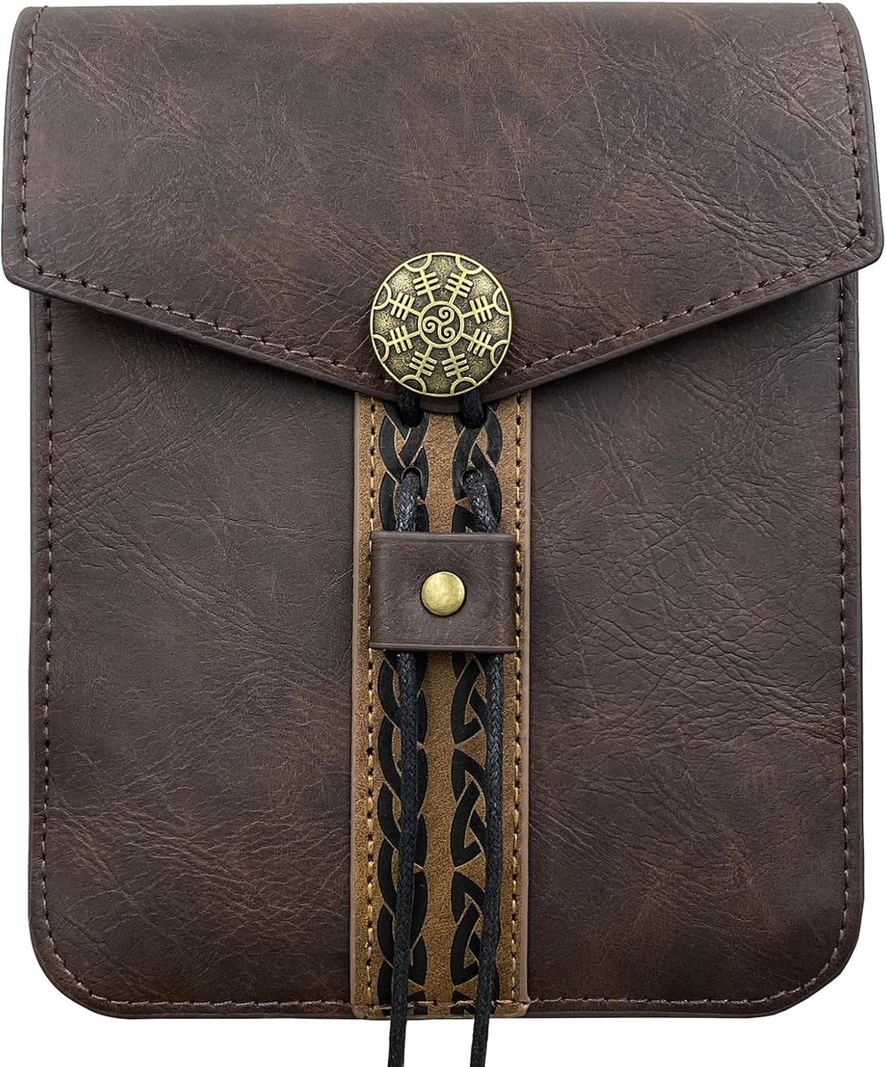Vintage Middeleeuwse Faux Lederen Riem Bag, Retro Middeleeuwen Riem Pouch Heuptas, Draagbare Side Pack voor LARP Ren Faire