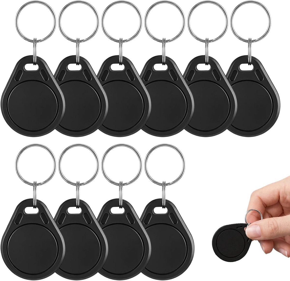 10 stuks NFC-sleutelhangers, RFID-badges, NFC-tag-sleutelhangers | programmeerbare RFID-chip Ntag215 - 540 byte opslagruimte, geschikt voor snelle commandos, domotica en toepassingen