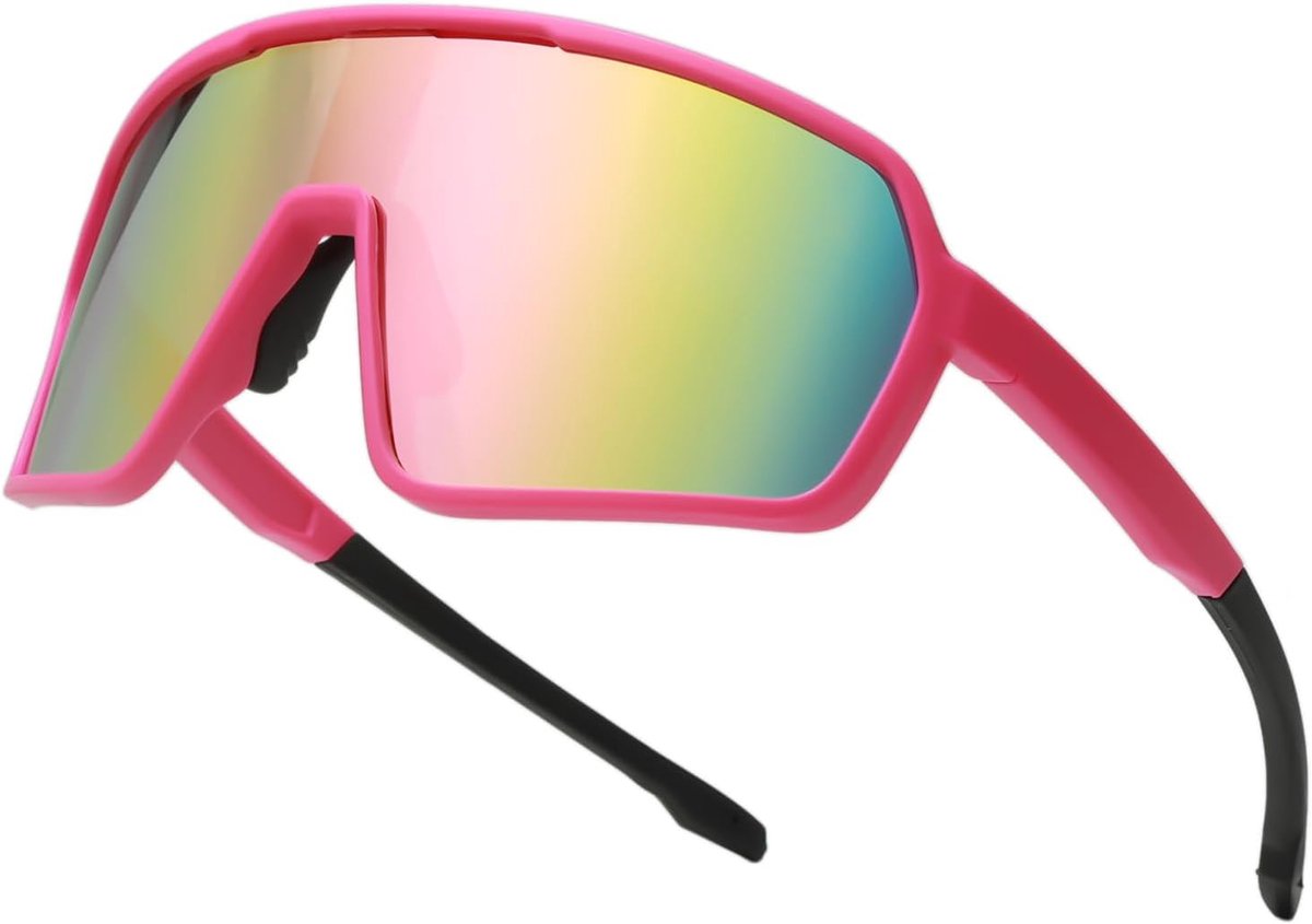 Sportzonnebril voor dames en heren, oversized bril met vierkant montuur voor fietsen, hardlopen, autorijden met UV400-bescherming