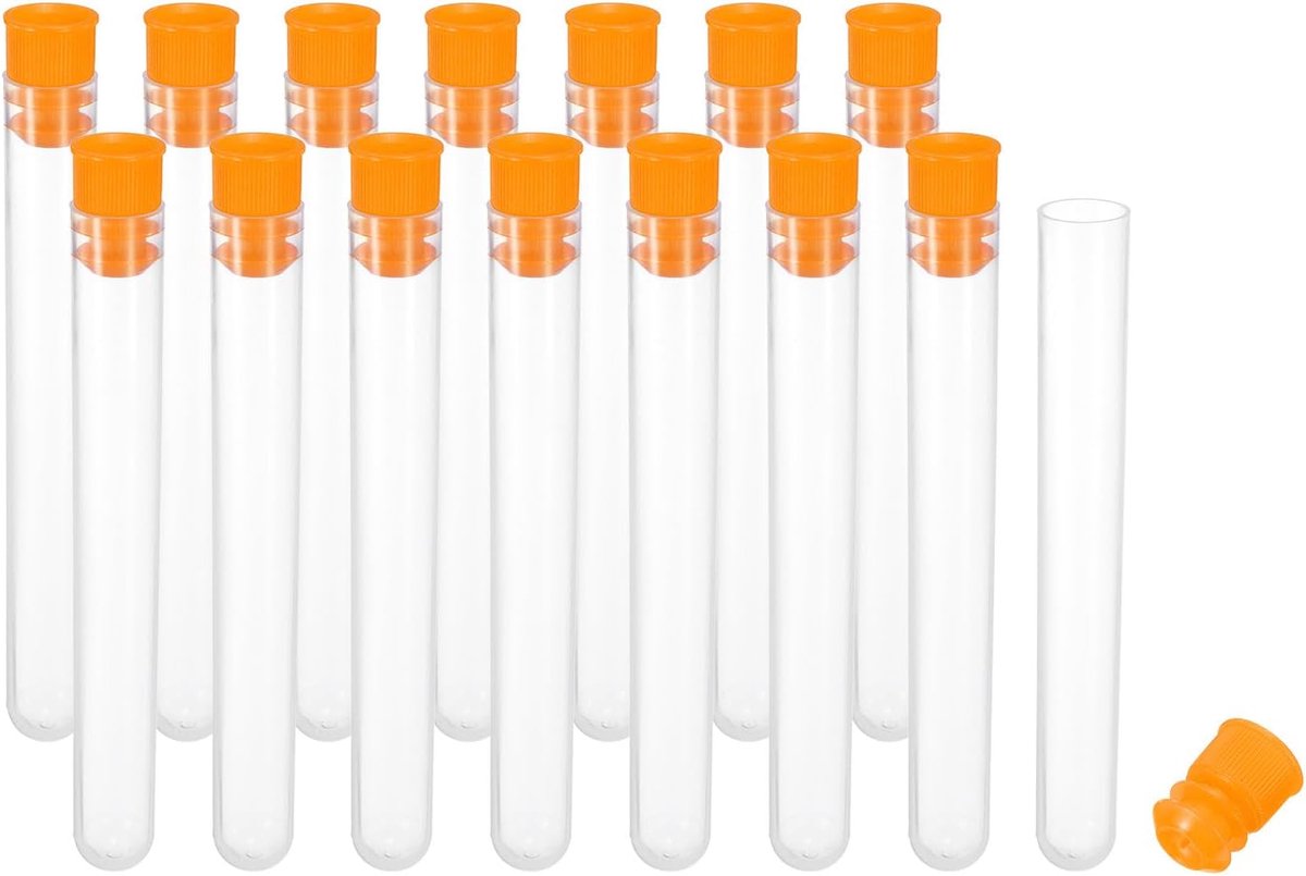 1,3 x 7,6 cm Plastic Naainaald Opberghouder, 15 Pack Draagbare Borduurwerk Naald Pin Tandenstoker Opslag Buizen Gevallen Doos voor Craft Breien, Oranje