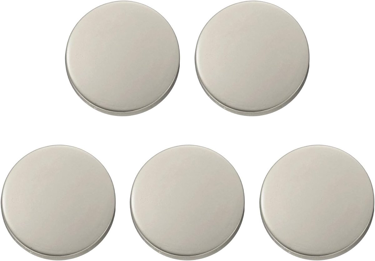 5 stuks 20mm metalen platte knoppenset met glanzende oppervlakte, ronde oogknoppen, knutselknoppen, vervangende knoppen, buttons voor DIY, voor mannen en vrouwen, op hemden, broeken, truien