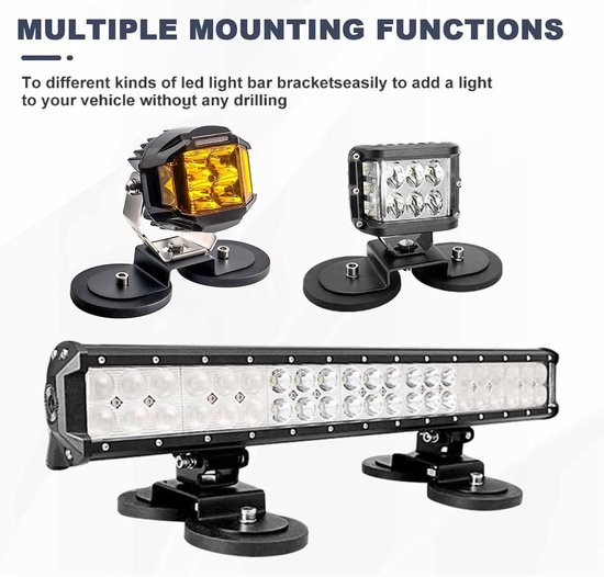 Magnetische houder 88 mm 2 stuks led-staafhouder, extreem sterke magnetische koplamphouder voor gebruik op dak, motorkap met rubberen afdichting — afbeelding 4