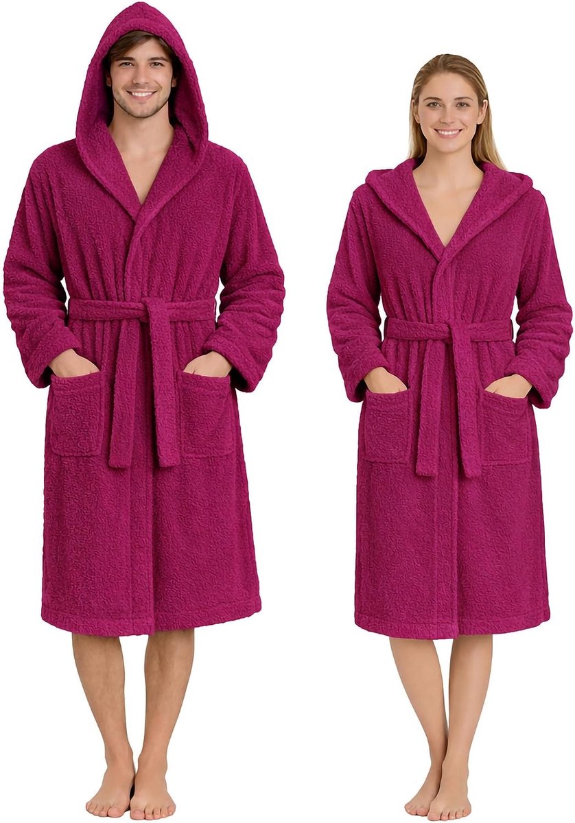 Badjas van 100% katoenen badstof 400 g/m² met capuchon – zacht en absorberend, met riem, zakken en hangers – voor dames en heren volwassenen