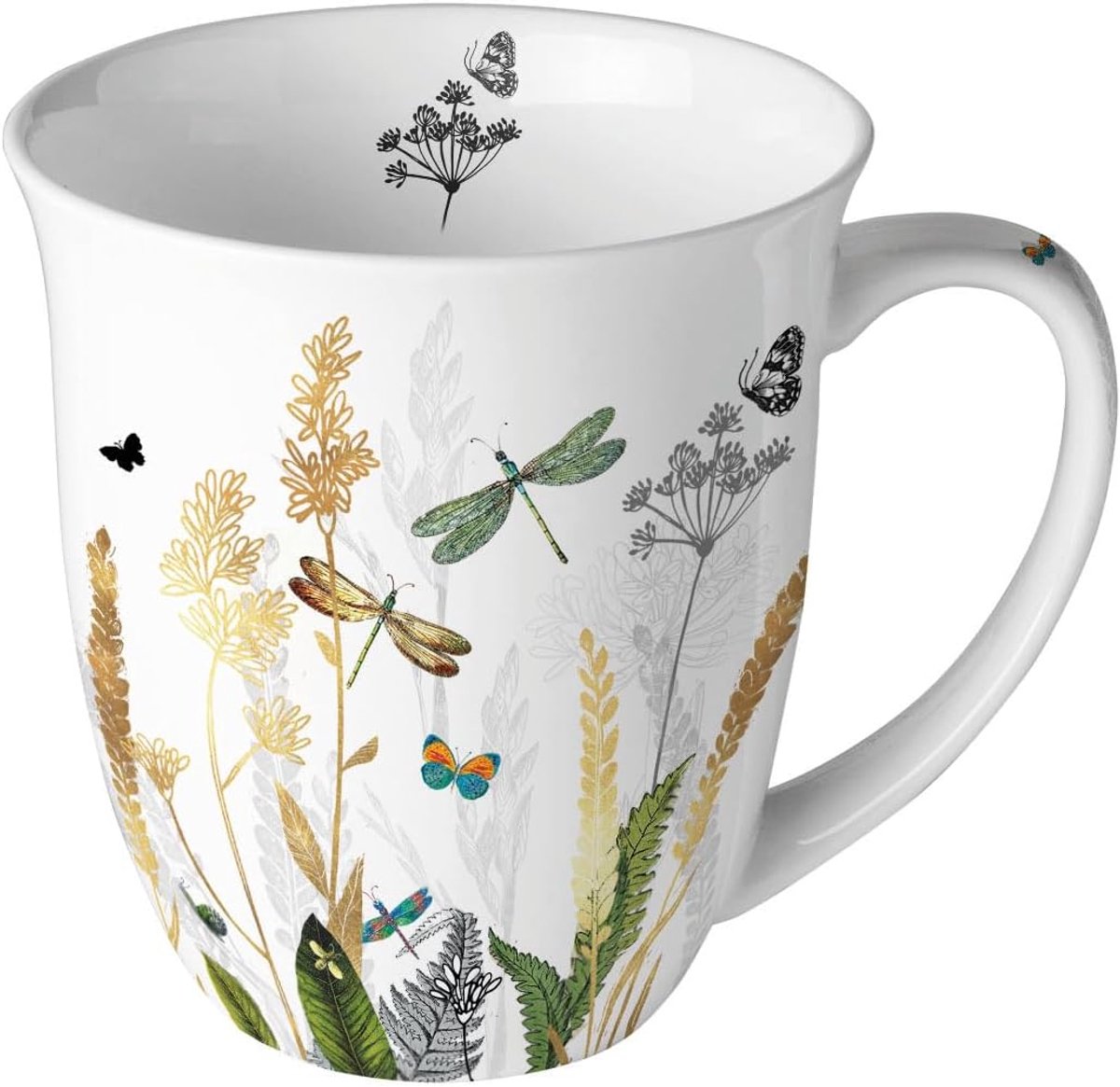 Mok mok thee / koffie mok ca. 0,4 l lente zomer bloemen ornamenten bloemen wit