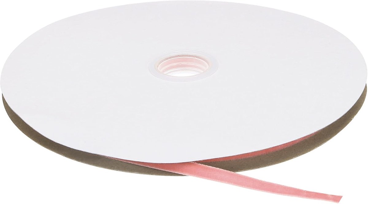 Fluwelen lint 1/4 inch x 63 m, eenzijdige spoel, zijdeachtig, voor knutselen, handwerk, geschenkverpakking, strik, decoratie, oranje/roze