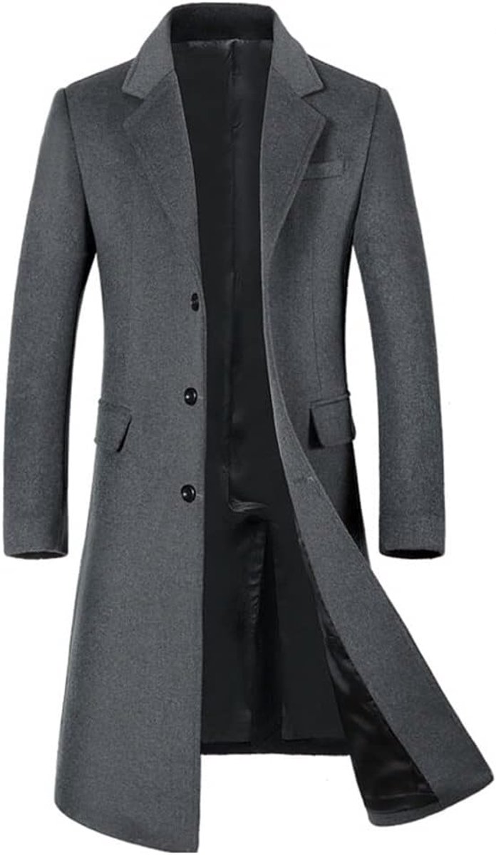 Heren winterjas slim fit wollen overjas knielengte elegante trenchcoat business peacoat