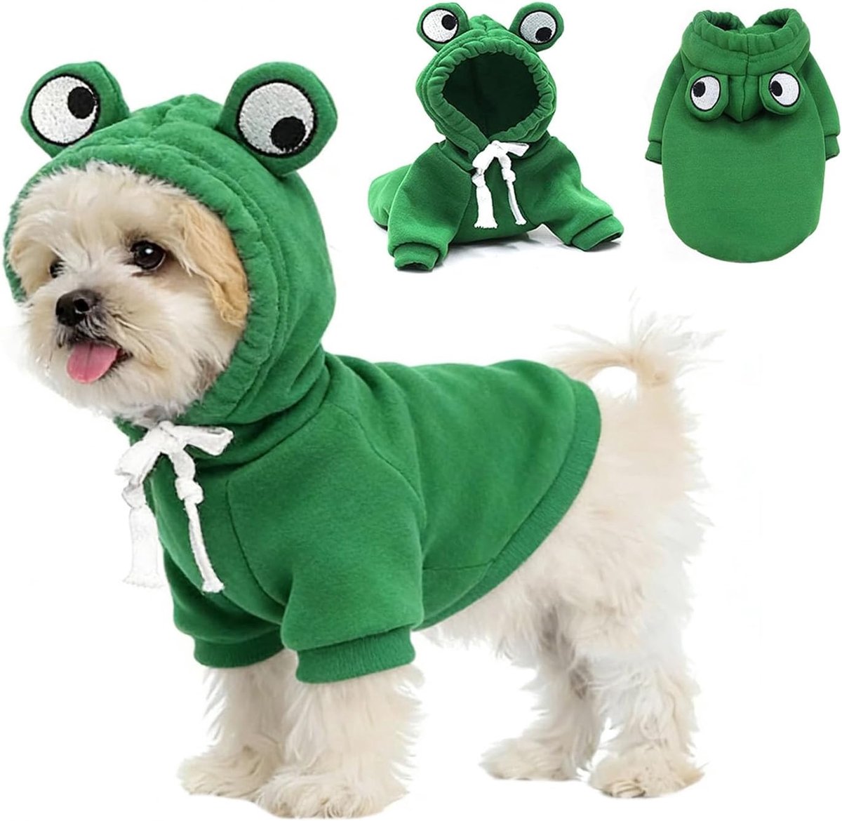 Kerstkostuum voor honden, huisdierkleding, kikkerpak voor Kerstmis, hondenpak in de vorm van een kikker, grappig sweatshirt voor hond, hondenhoodie voor de kerst, M3