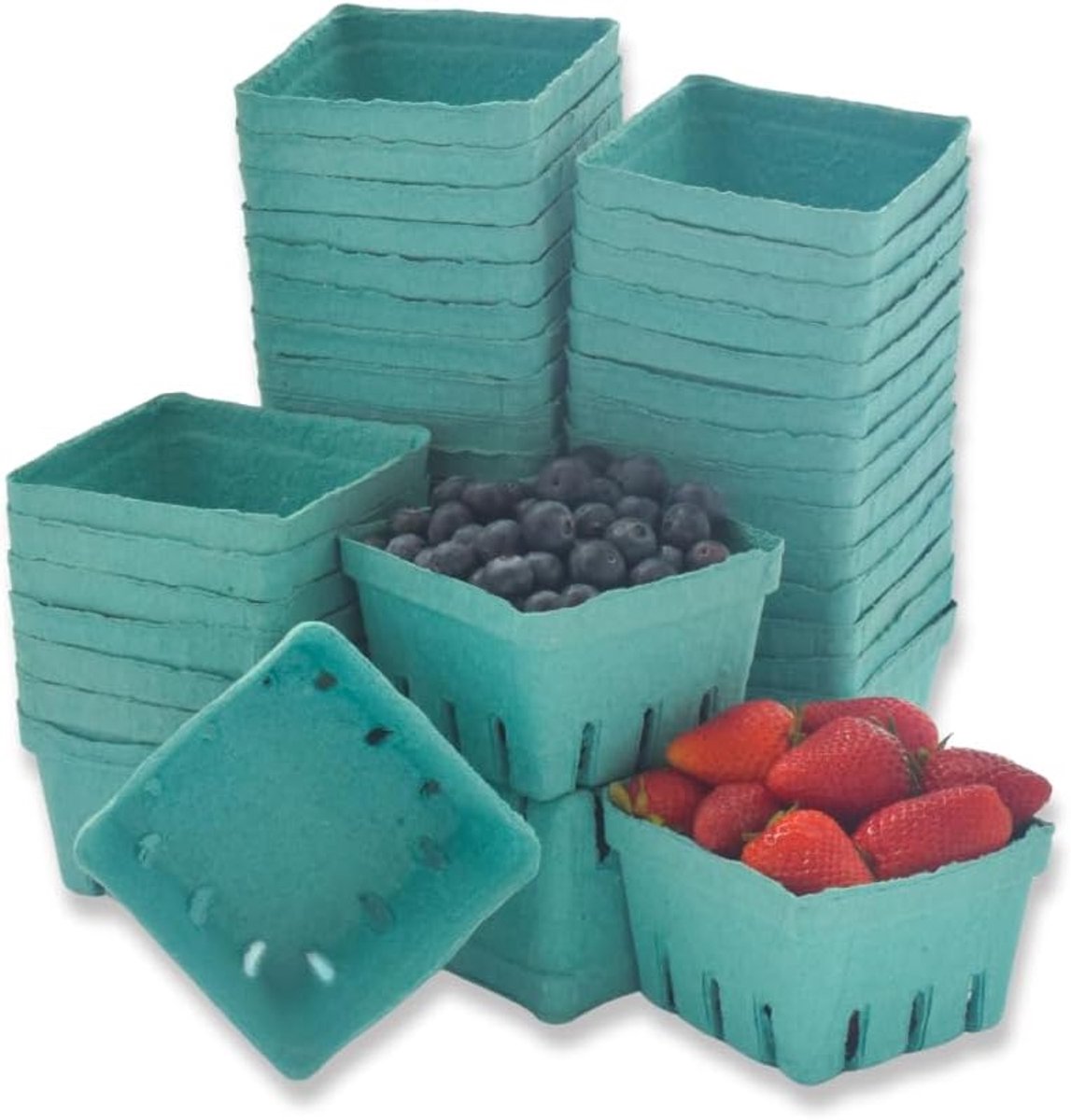 Vezelbes van de keukens Groene Gevormde Pulp Vezel/Produce Geventileerde 1 Pint Mand 40 Stukken