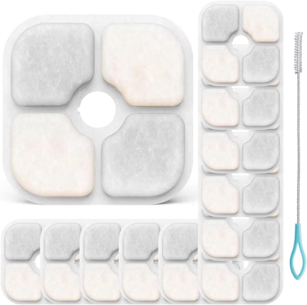 Set van 12 kattenwaterfonteinfilters, compatibel met kattendrinkfonteinen, draagbare fonteinfilter, vervanging, triple-action-waterfilter voor huisdieren, katten, hondenwaterdispenser