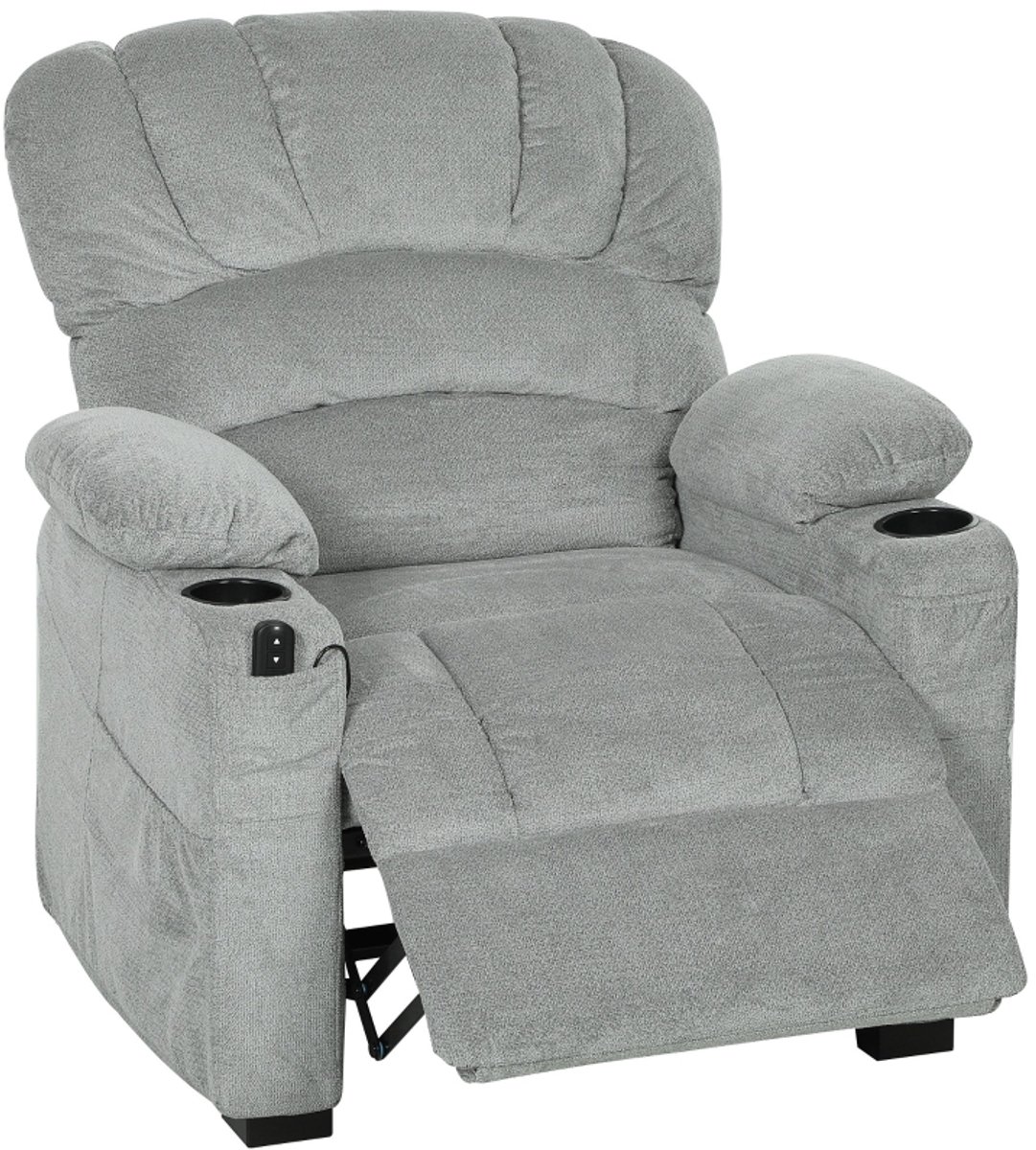 MIVRAY Relaxfauteuil 96 X 90 X 105 Cm - Elektrisch Met 150° Ligfunctie, Usb En Bekerhouder - Voor Woonkamer En Tv Kamer - Polyester Grijs