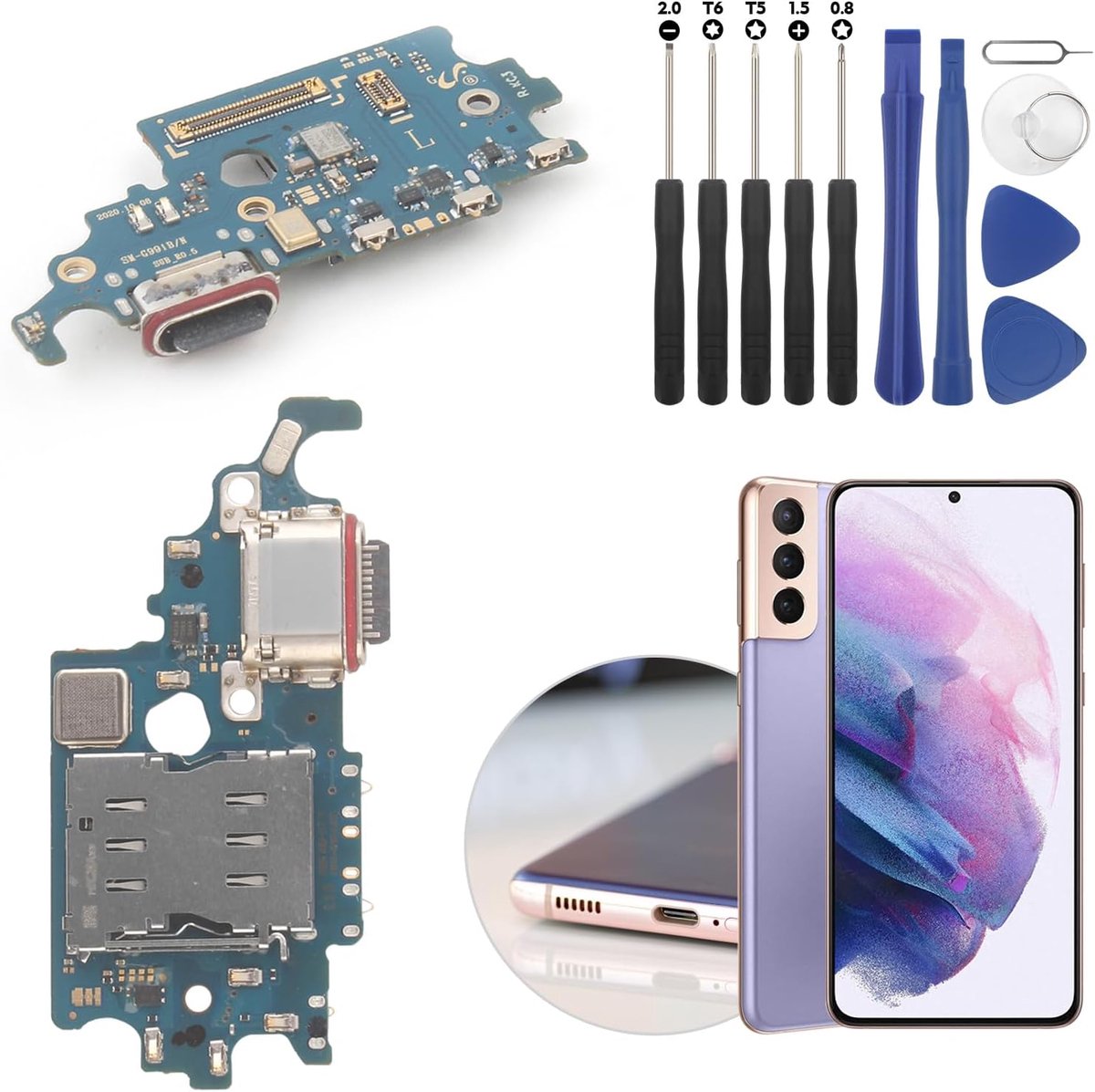 Oplaadaansluiting compatibel met Samsung Galaxy S21/S21 5G USB dockconnector voor Samsung Galaxy S21/S21 5G G991B G991N flexibele kabel oplaadpoort oplaadpoort vervanging