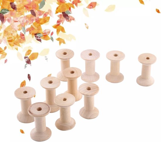 10 stks Houten Lege Spoel 47mm x31mm Lege Draad Spoelen Natuurlijke Draad Weven Klossen — afbeelding 4
