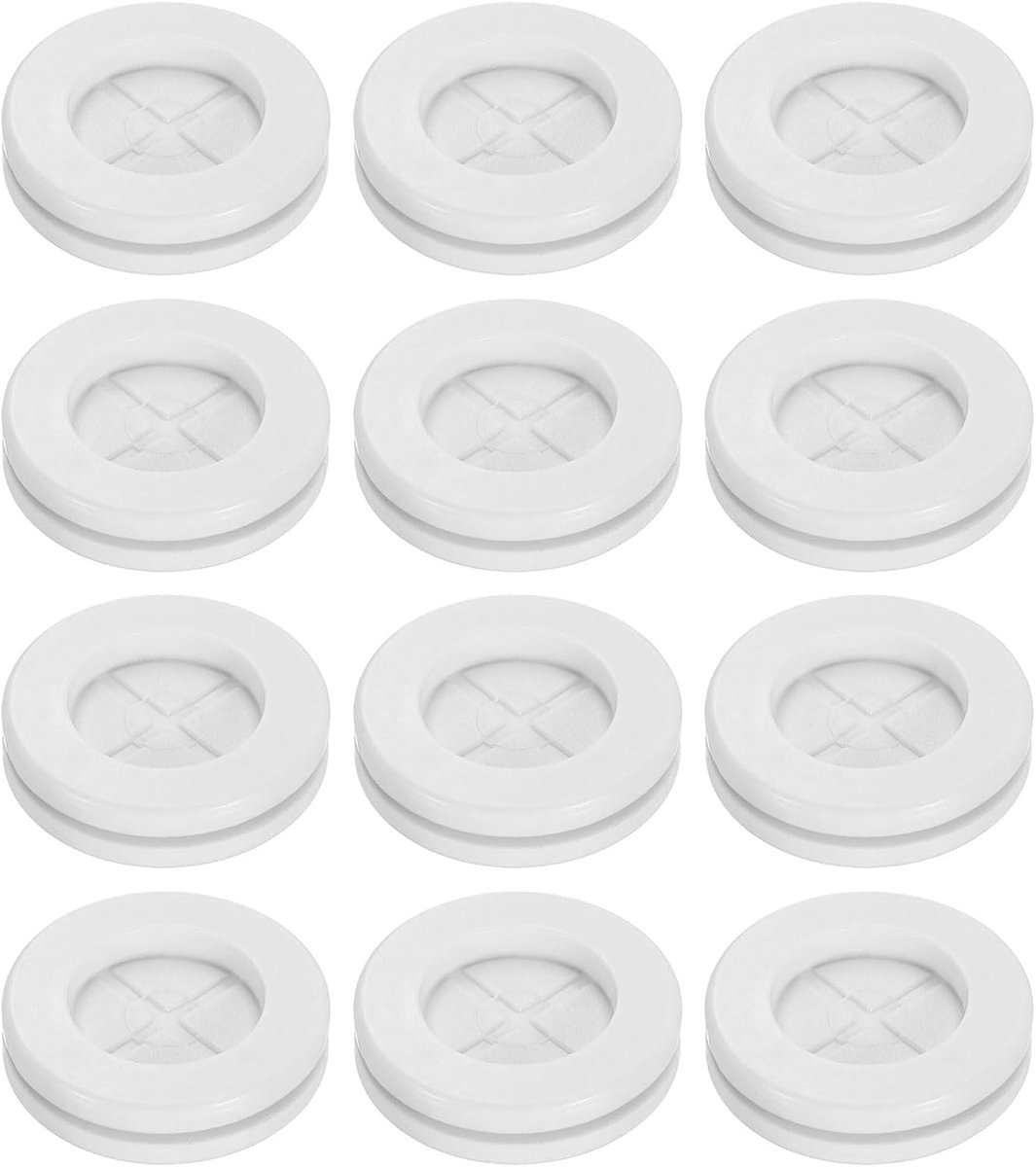12 stuks kabeldoorvoer van rubber 1 inch (25 mm) boorgat, 13/16 inch (20 mm) ID dubbele ring afdichting ter bescherming van firewallkabels, wit