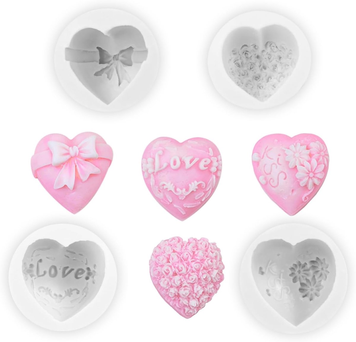 4 stuks siliconen vorm - 3D siliconen zeep gemakkelijk te verwijderen - handgemaakte zeepvorm - fondant vorm - voor kaarsen, handgemaakte zeep, cupcakes