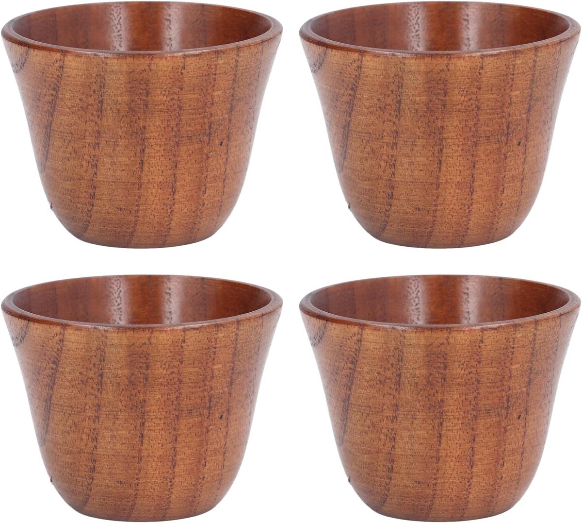 4 stuks houten bekers 75 ml Japanse houten theekopjes retro jujubemok voor koffie, bier, thee, sap, melk