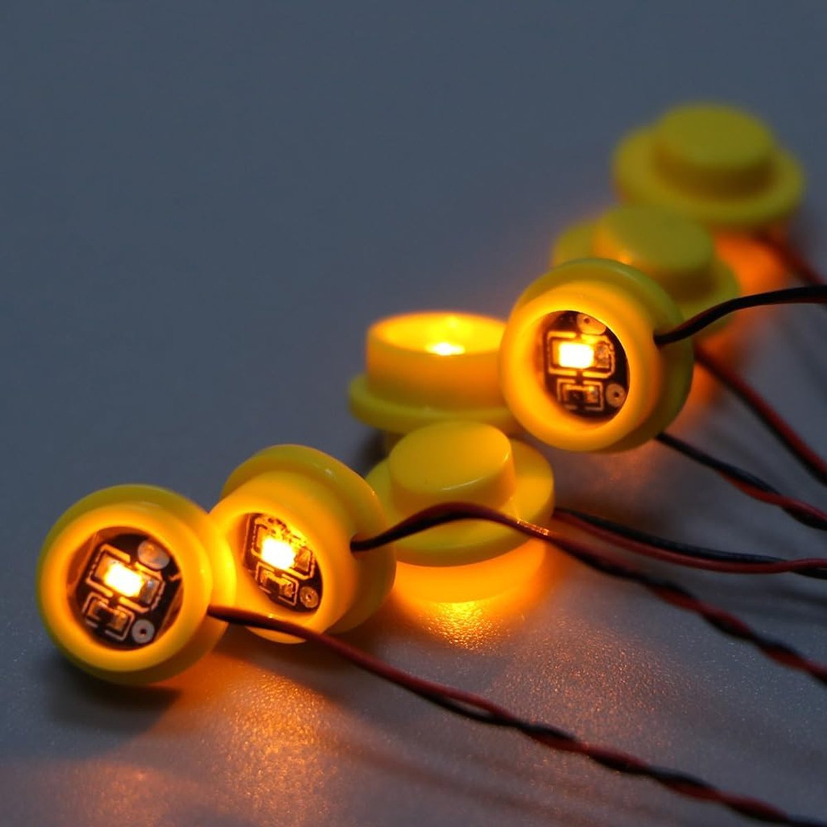14 x LED-lichten, 1 x 1 ronde punt, compatibel met Lego-bouwstenenmodelset, blokaccessoires, verlichtingsset, speelgoed (geel)