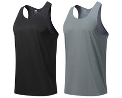 Sport-tanktops –2 stuks – Maat L – Lengte 71 cm – Borstomvang 96 cm – Taille 96 cm – Zoom96 cm – Schouderbreedte 17 cm – Zomertanktop – Mouwloos hardloopshirt – Lichtgewicht & ademend – Hardlooptanktop voor dames/heren/unisex