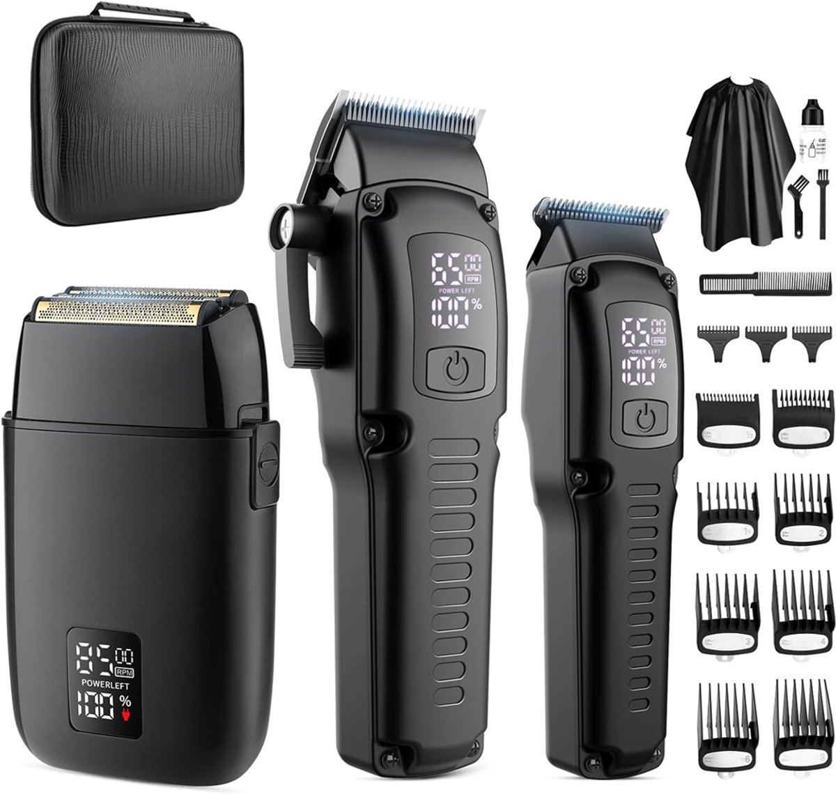 REDOM Tondeuse Haartrimmer Set - 3-in-1 Elektrische Tondeuse - Draadloos en Bedraad - 11 Opzetkammen - Haar Knippen & Haarstyling - ABS - Zwart