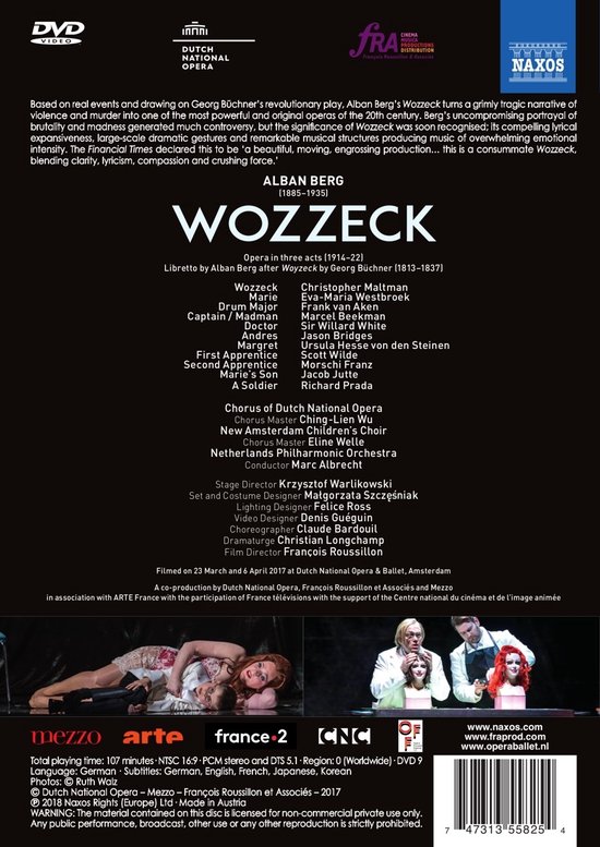 DVD-hoes van Wozzeck, een opera van Alban Berg, met cast en crew details.