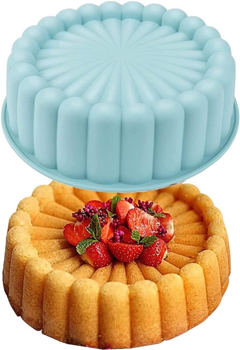 Taartvorm - Charlotte Taartvorm - Siliconen - Ronde Taartvorm - Geschikt voor het maken van taarten en desserts - Groen - 19,5*19,5*6,1 cm